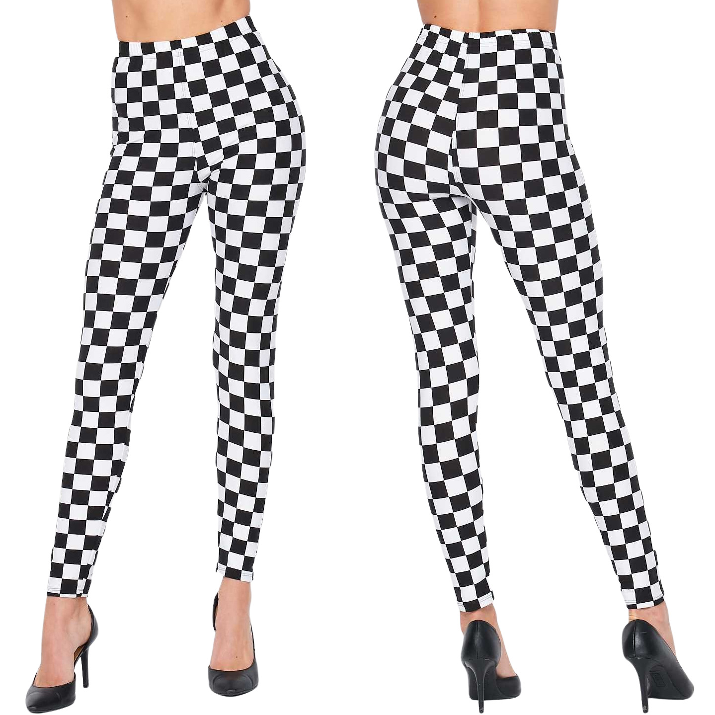 J396P Checkered - Brushed Fiber Leggings - Ankle Length Prints SOL0