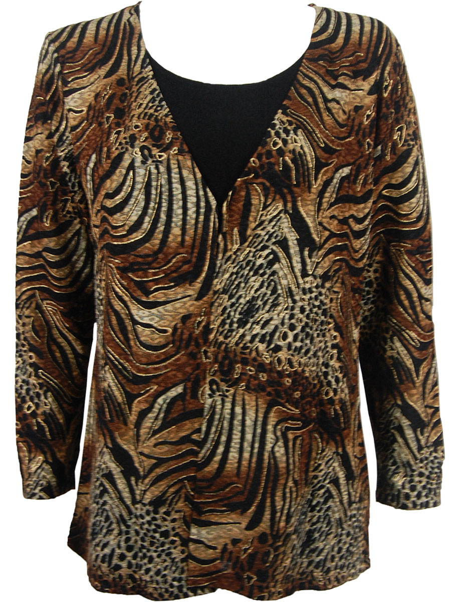 Animal Print with Brown and Gold Accent - Black