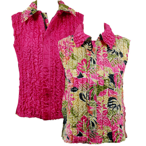 Reversible Vest - Tropical Heat reverses to Solid Hot Pink