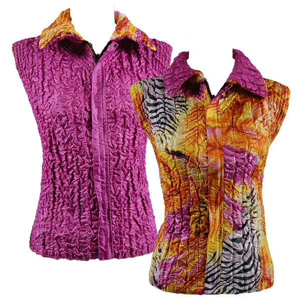 Reversible Vest - Abstract Zebra Orange-Pink reverses to Solid Orchid