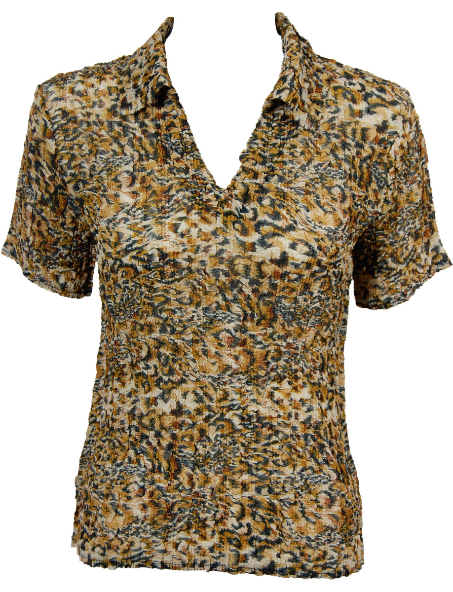 Magic Crush Georgette - Short Sleeve with Collar Leopard