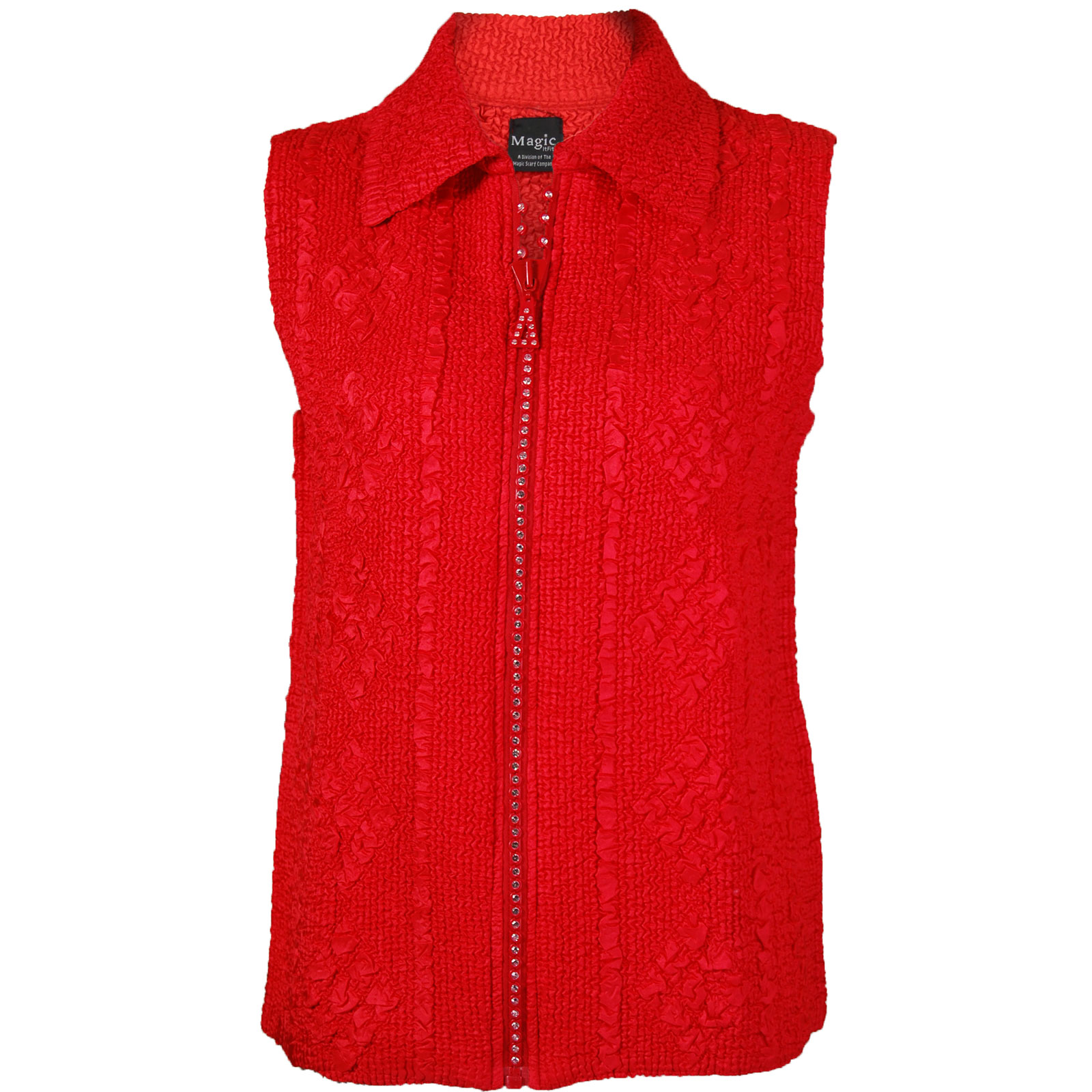 Diamond Zipper Vest - Red