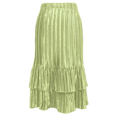 Satin Mini Pleat Tiered Skirt - Solid Celery