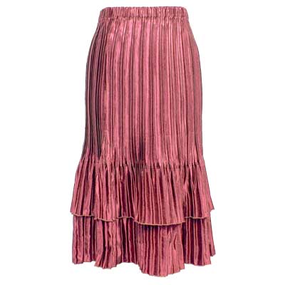 Satin Mini Pleat Tiered Skirt - Solid Dusty Rose