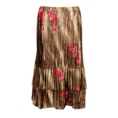 Satin Mini Pleat Tiered Skirts - Marble Floral Taupe