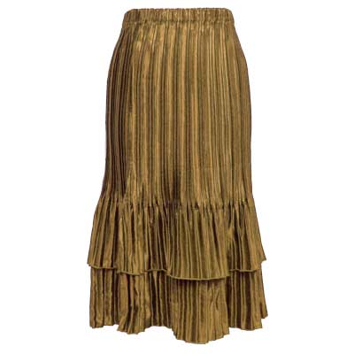 Satin Mini Pleat Tiered Skirts - Solid Taupe