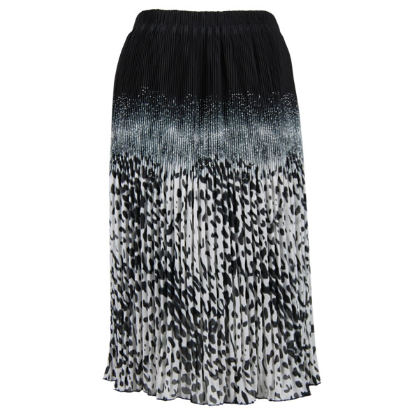 Skirts Georgette Micro Pleat Calf - Leopard Border Black/Grey 