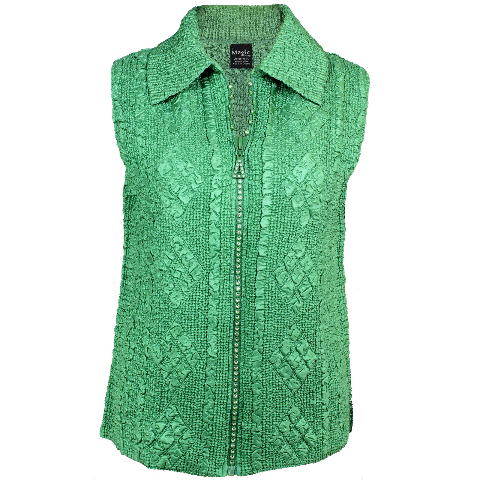 Dark Green <br>Diamond Zipper Vest