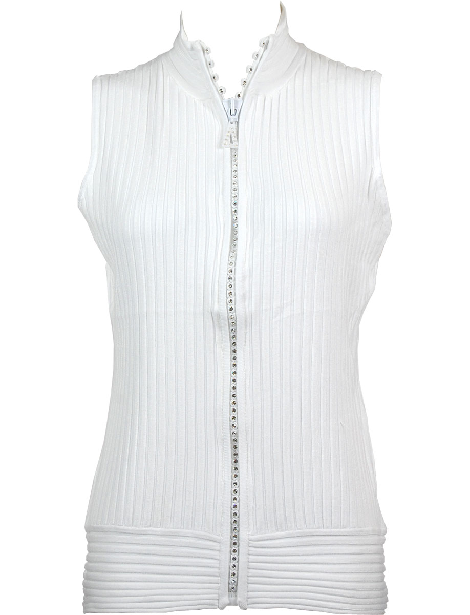 1595 - Diamond Crystal Zipper Sweater Vest
