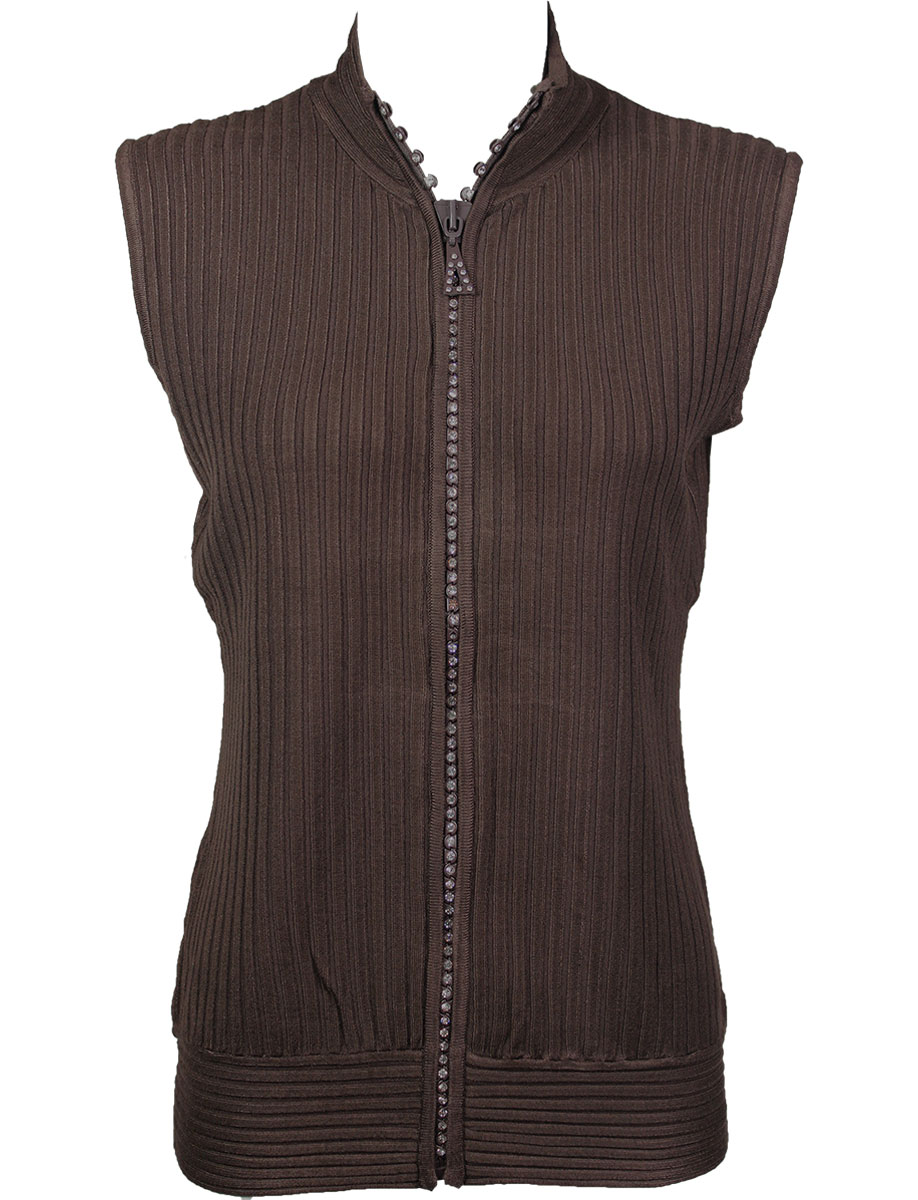 1595 - Diamond Crystal Zipper Sweater Vest