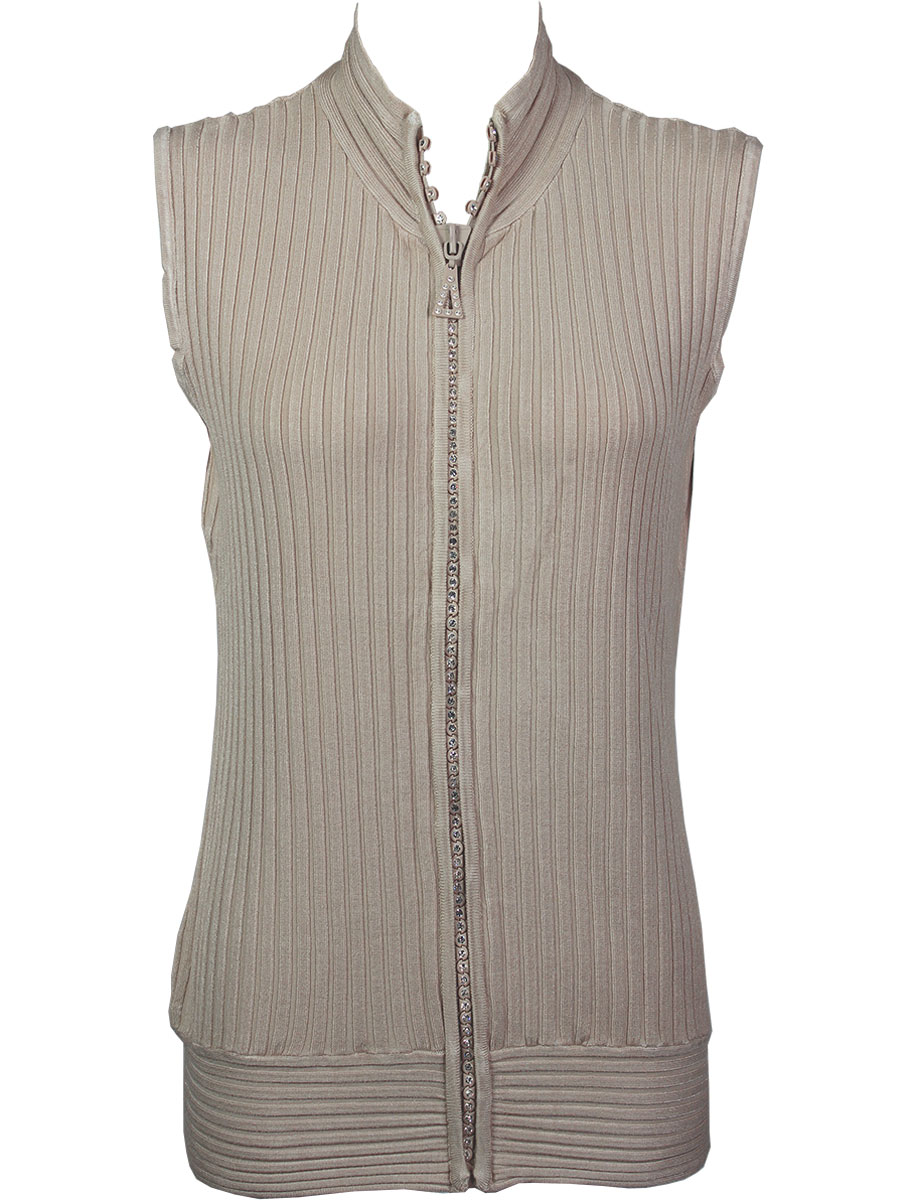 1595 - Diamond Crystal Zipper Sweater Vest