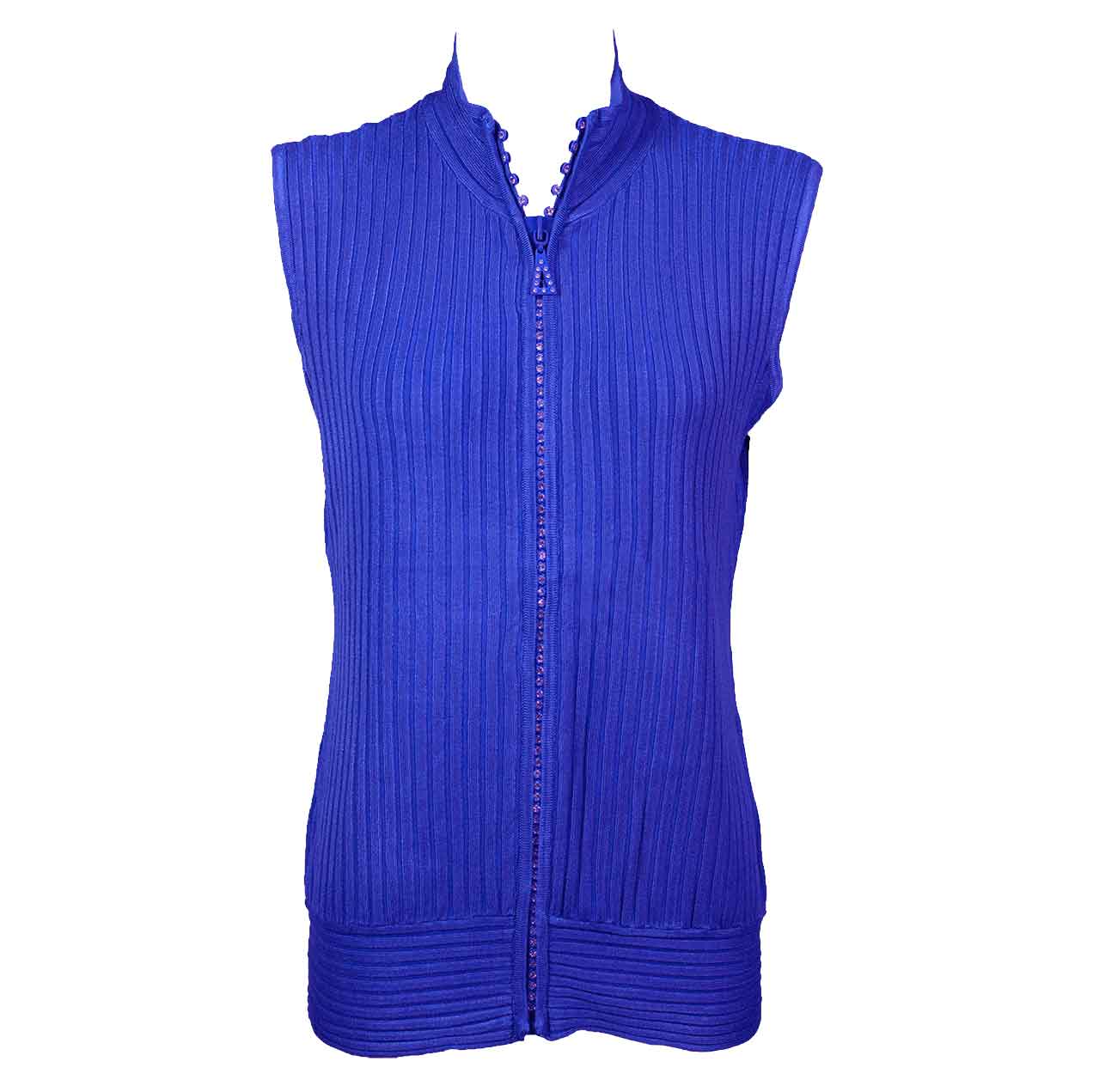 1595 - Royal Blue<br>
Crystal Zipper Sweater Vest