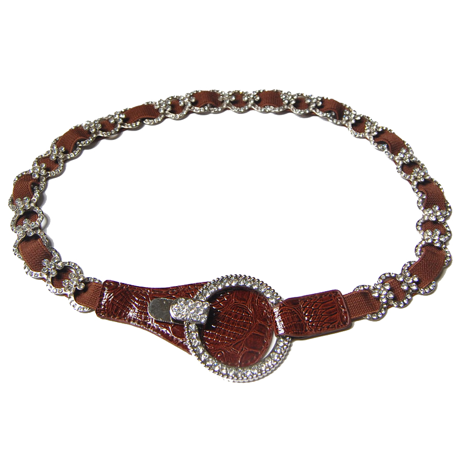 J4143 - Brown Crystal Stretch Belt