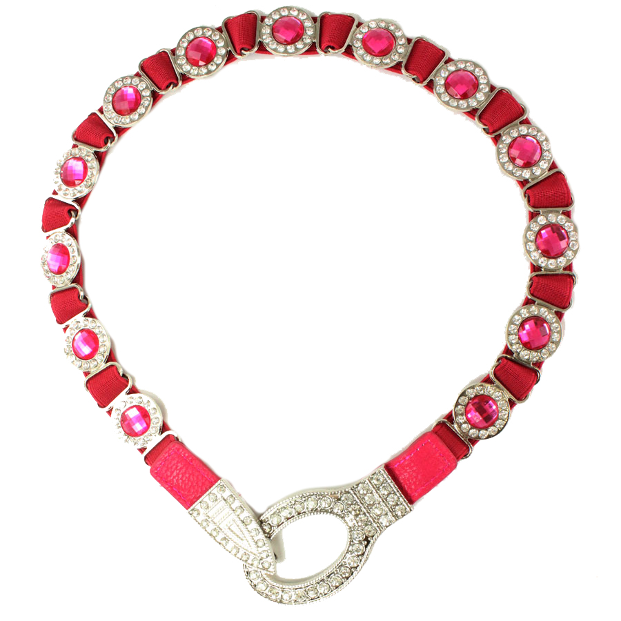L6061 - Hot Pink Crystal Stretch Belt