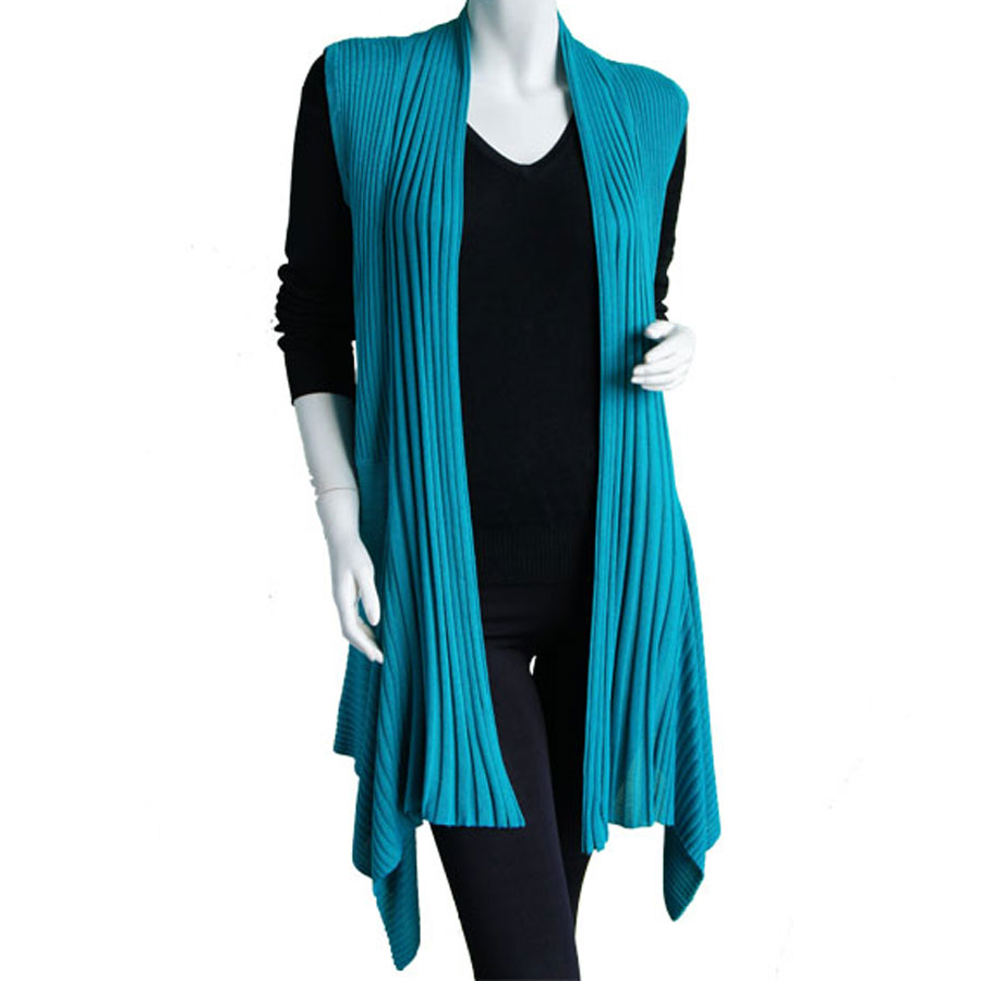 Teal Long Ribbed Sweater Vest