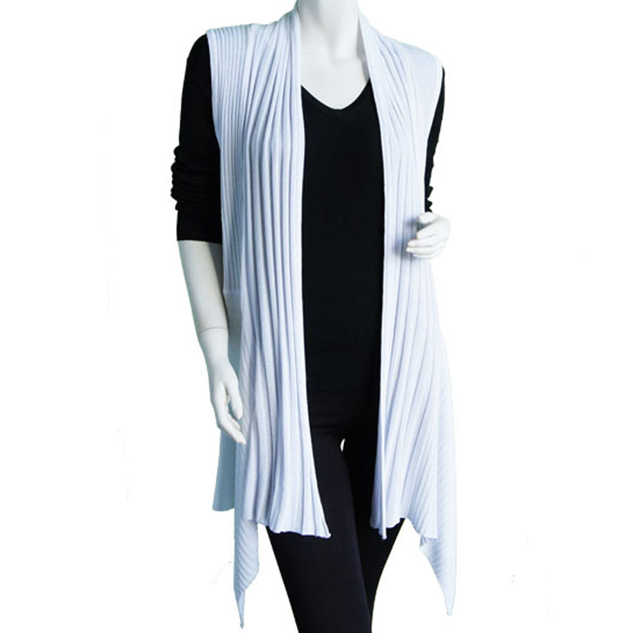 Ivory Long Ribbed Sweater Vest