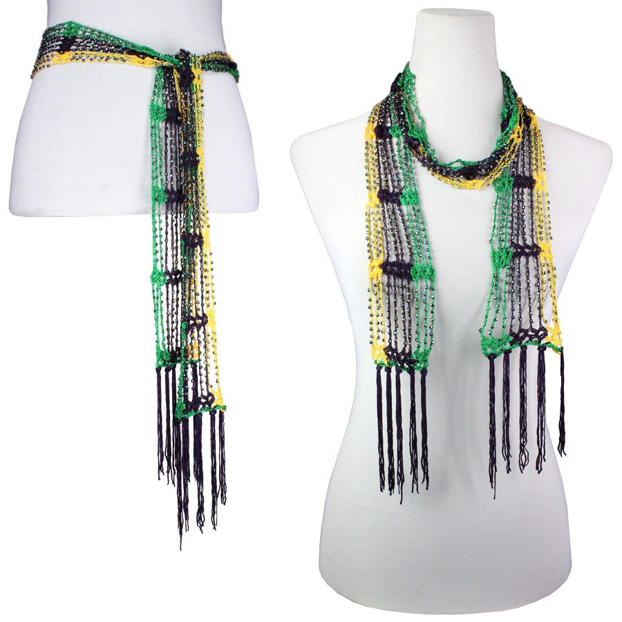 Wholesale1755 - Shanghai Beaded Scarves/Sash-Mardi Gras w/ AB Beads