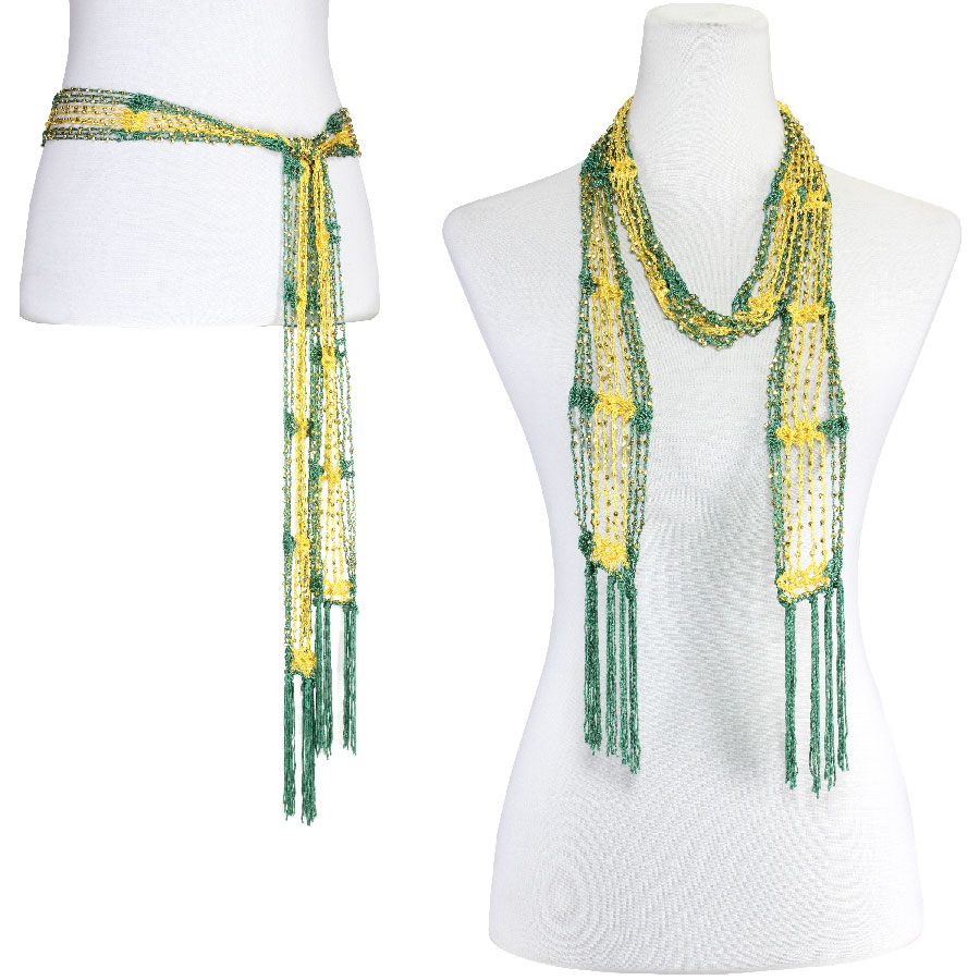Kelly Green-Bright Gold w/ Gold Beads