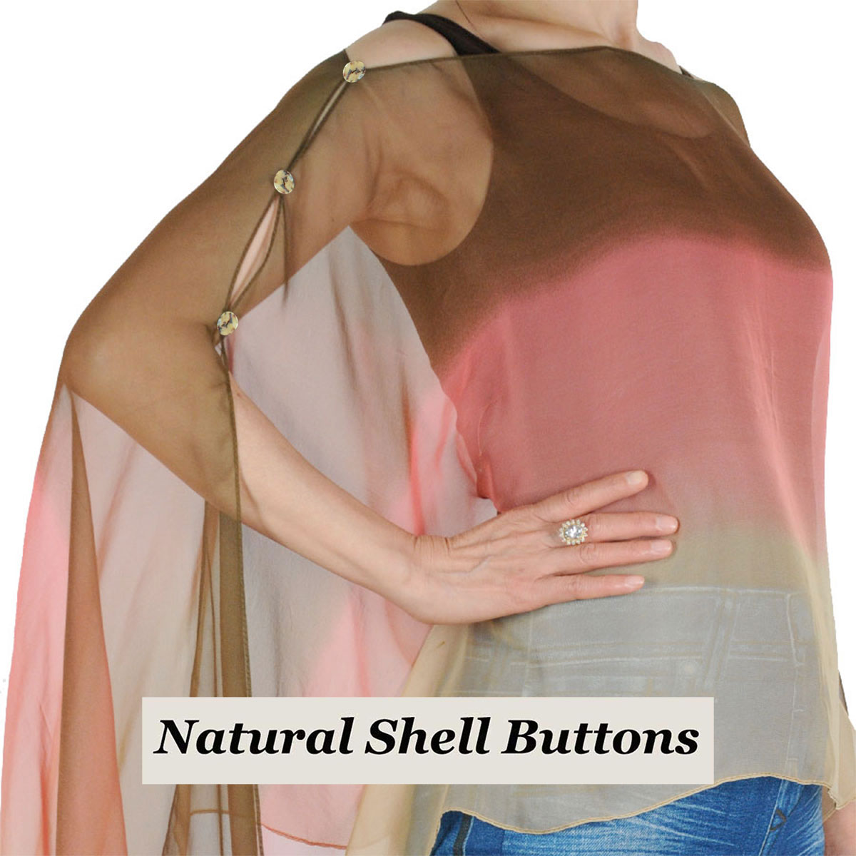 106BCT - Shell Buttons <br> Brown-Coral-Tan (Tri-Color)MB