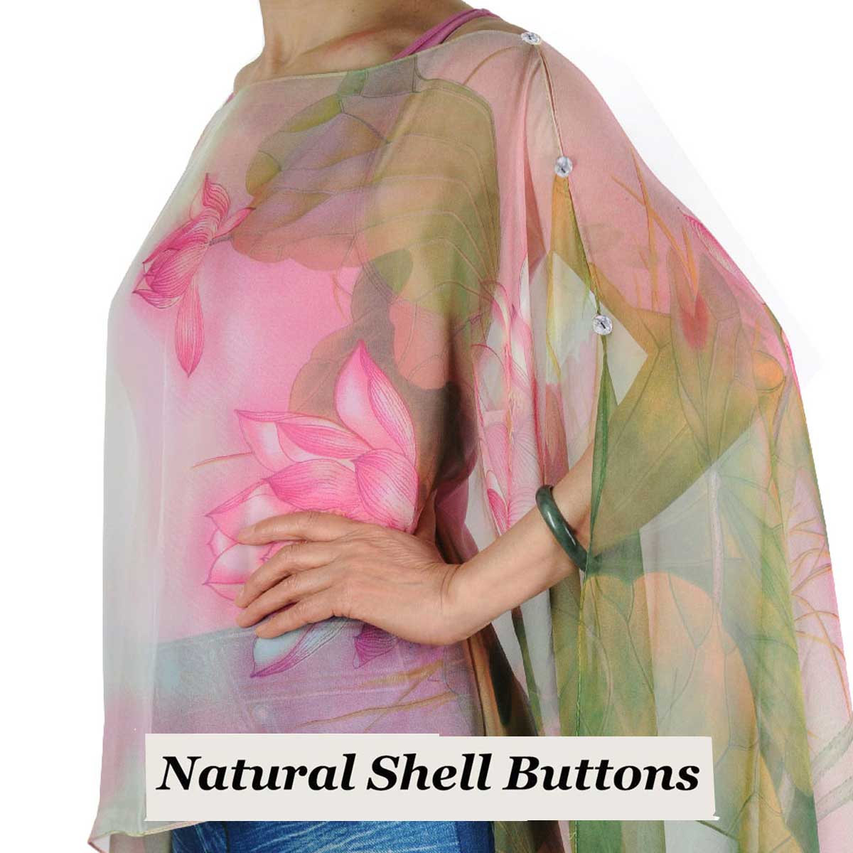 130PG - Shell Buttons<br>Pink-Green Lotus 