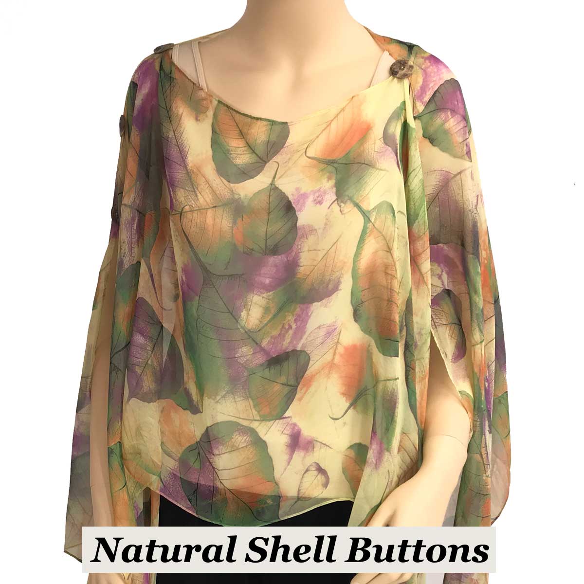 129GN - Shell Buttons <br>Green (Leaves)