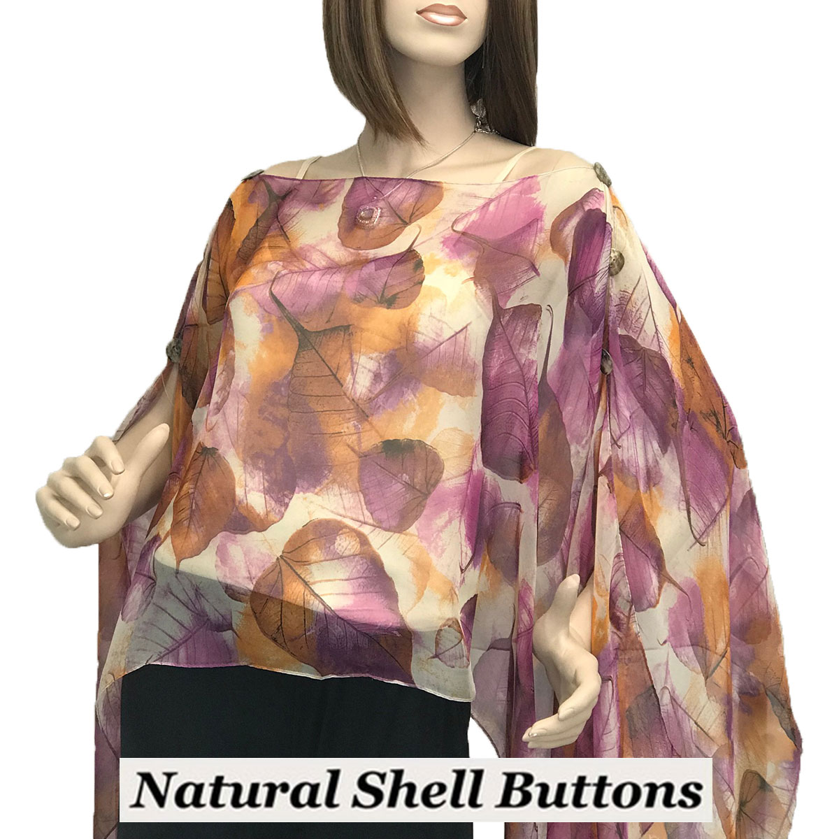 129PU - Shell Buttons <br> Purple (Leaves)