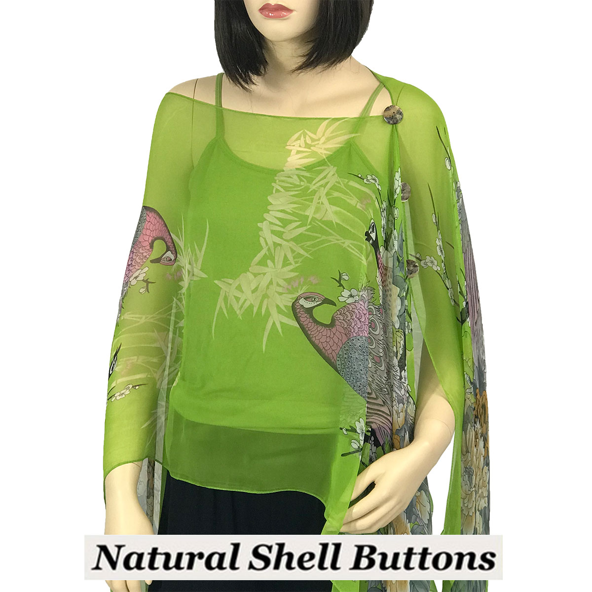 115LM - Shell Buttons<br>Lime Peacock 