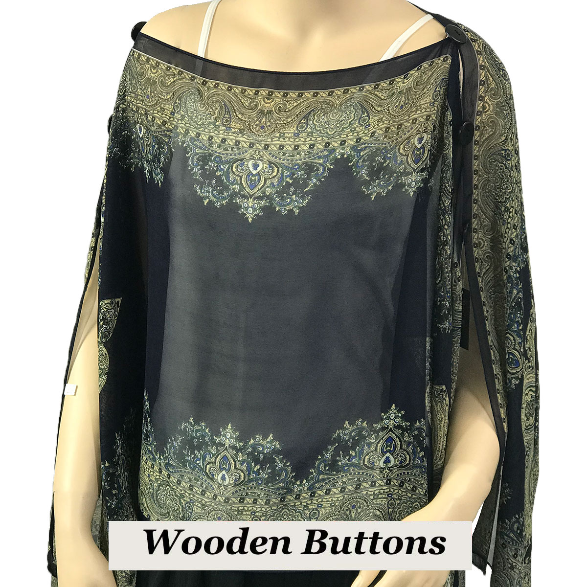 107MD - Wooden Buttons<br> Midnight (Paisley Border)
