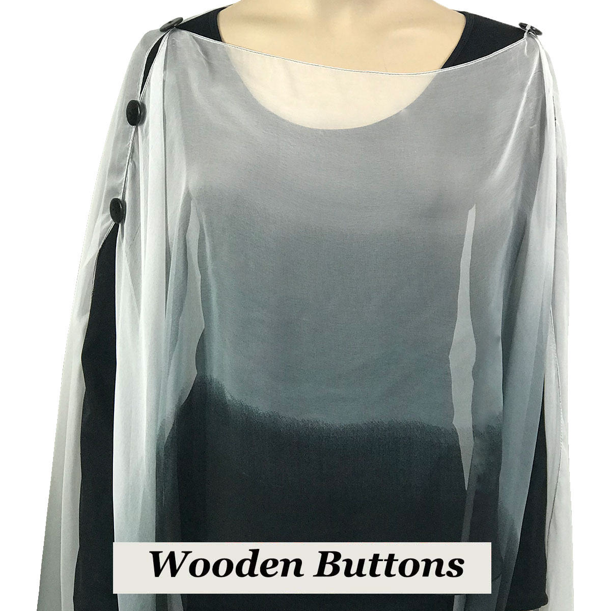 106BGW - Wooden Buttons<br>Black-Grey-White (Tri-Color)