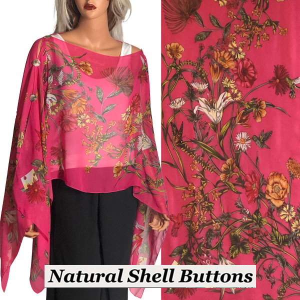 FLMG - Shell Buttons<br>Floral Magenta