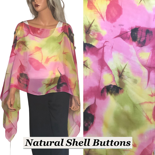 A041 - Shell Buttons<br>
Pink/Green Leaves
