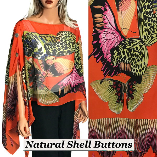 714OR - Shell Buttons<br>
Orange Big Butterfly 