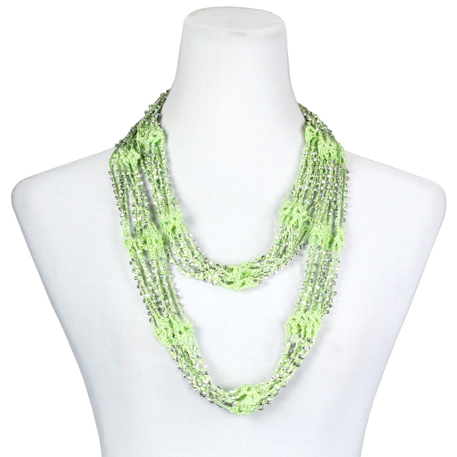Leaf Green w/ Silver Beads (25)
