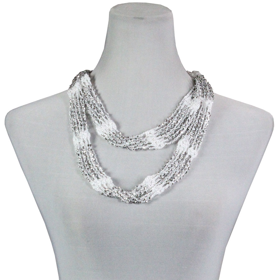 White w/ Silver Beads