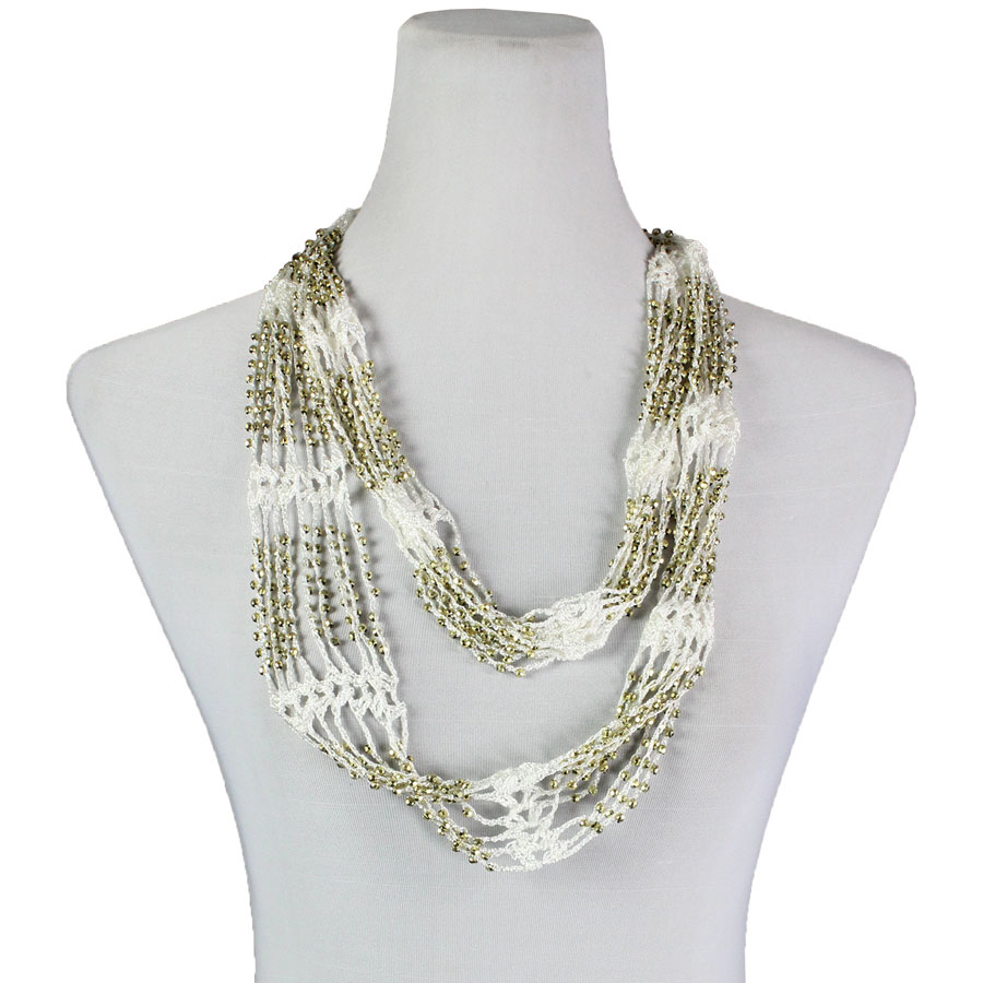 White w/ Gold Beads