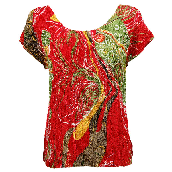 P02 - Multi Floral Swirl Olive-Red