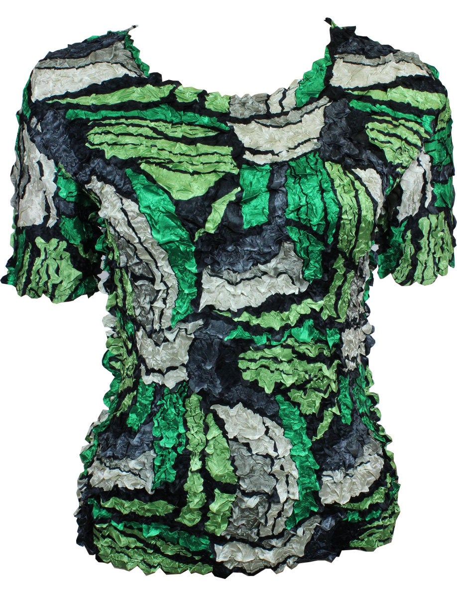 2074 - Satin Petal Shirts - Short Sleeve<br>
Pop Art - Green