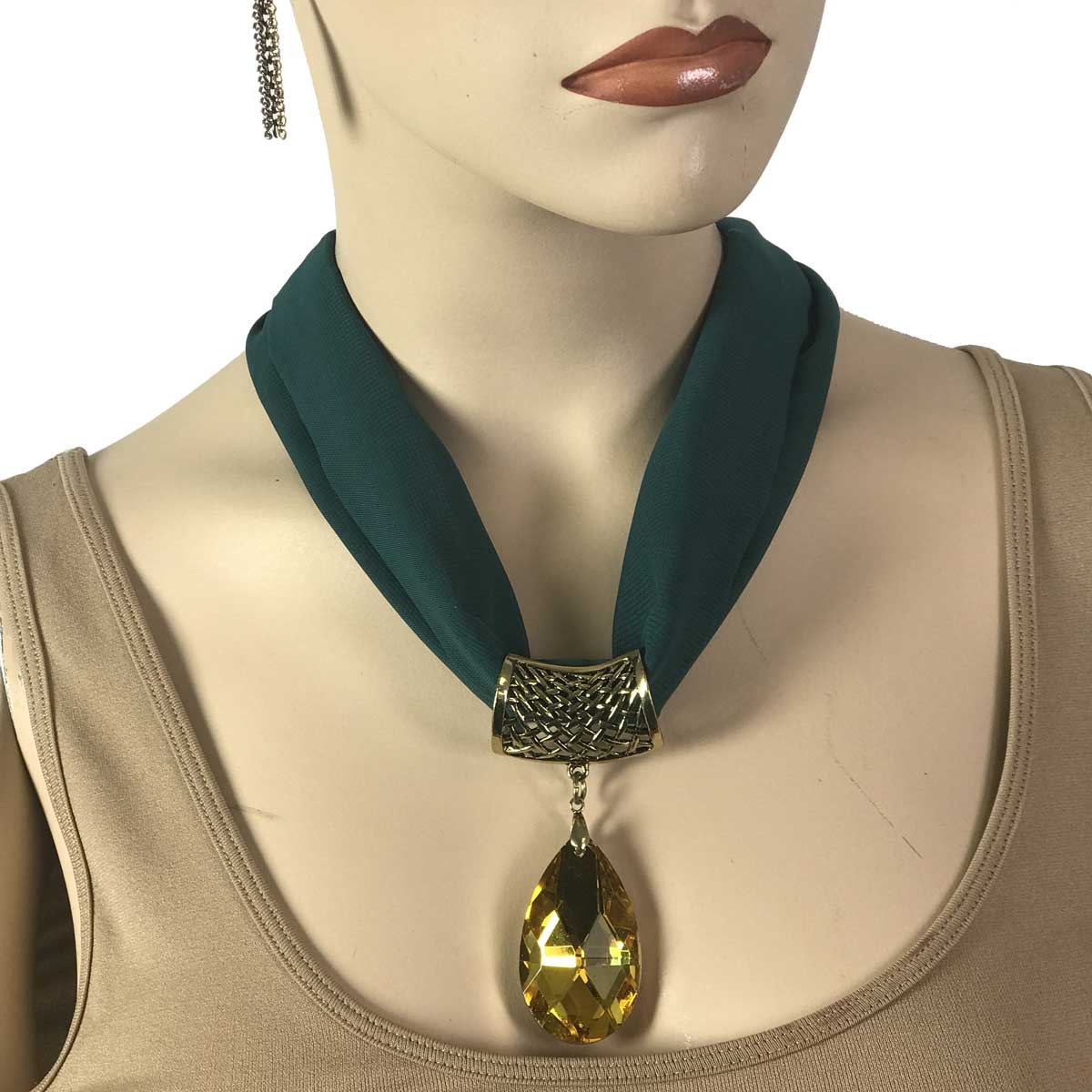 2223 Chiffon Magnet Necklace w/Pendant 1814<br>#046 Hunter Green (Bronze Magnet) w/ Pendant #561
