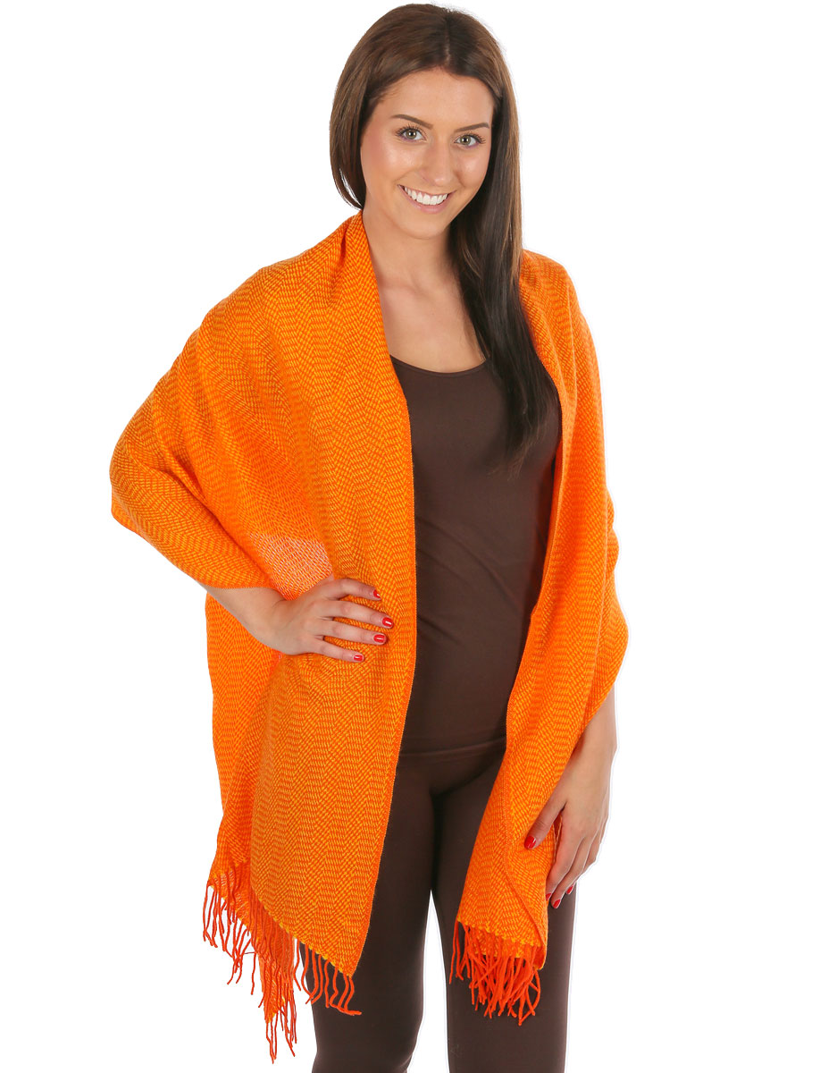 1004 - Orange Herringbone Shawls