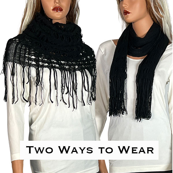 Black Oblong Scarves - Long Two Way Knit Tube*