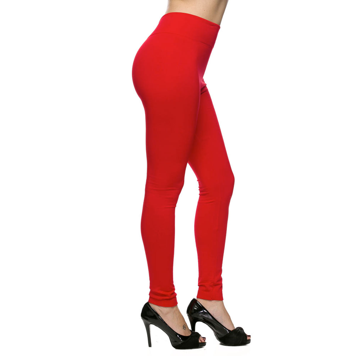 Solid Red - Fleece Lined Leggings 900