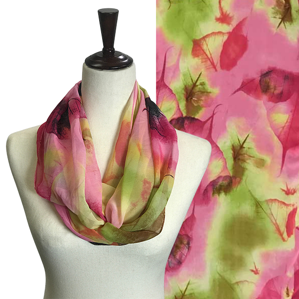 A041 - Leaves Pink/Green Multi