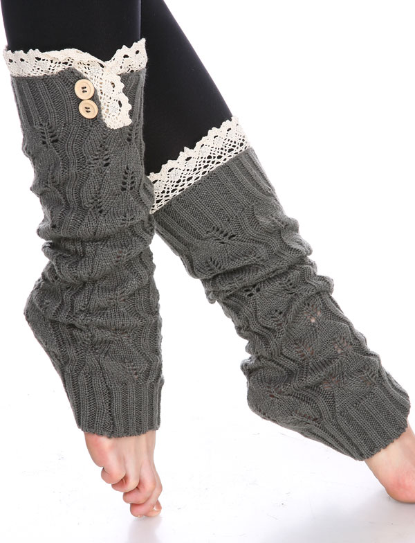 Leaf Leg Warmers with Button & Lace 264x105