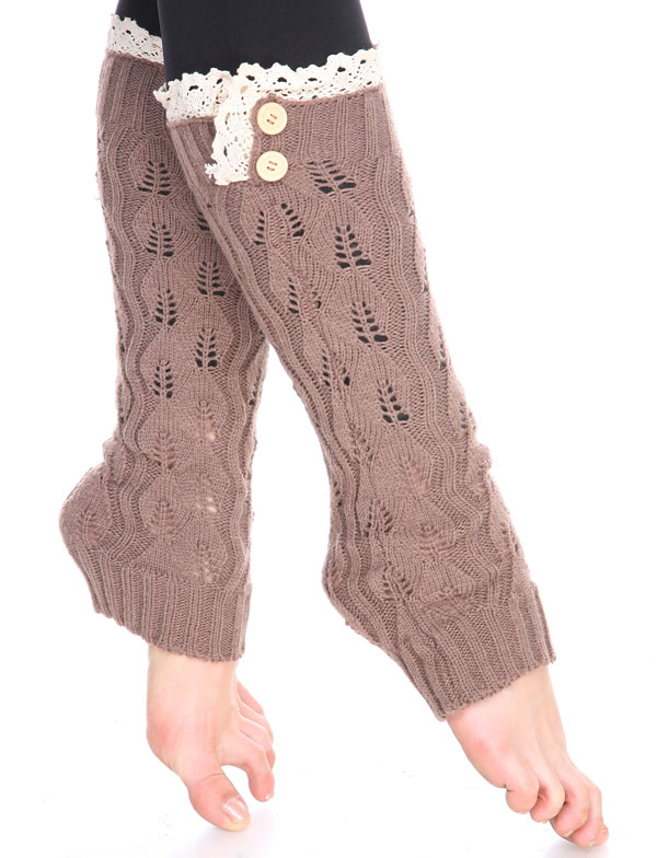 Leaf Leg Warmers with Button & Lace 264x105