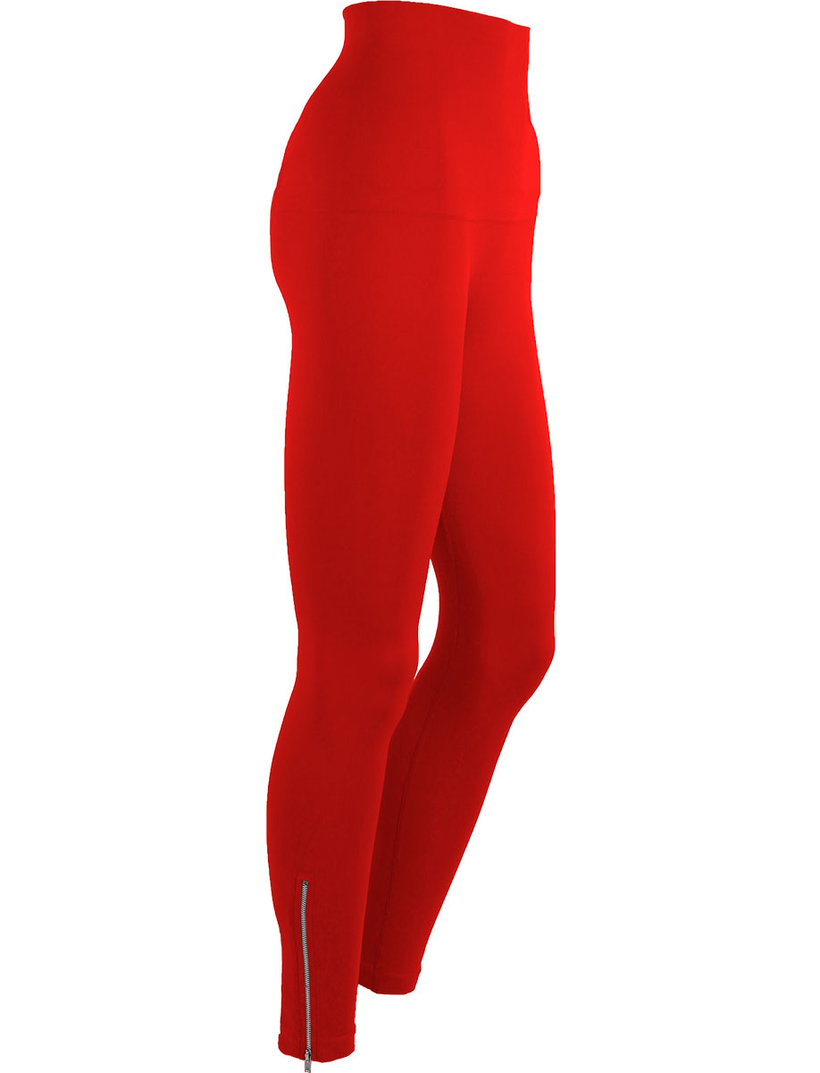 Red with Calf Zippers Magic Tummy Control SmoothWear Leggings