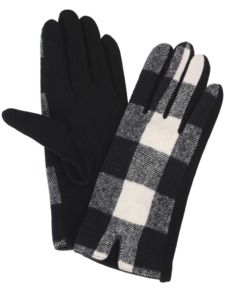 2390 - Touch Screen Smart GLOVES - 3541-WT - Buffalo Plaid Black/White  MB