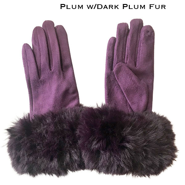Premium Gloves - Faux Rabbit Fur - #04 Plum-Dark Plum Fur