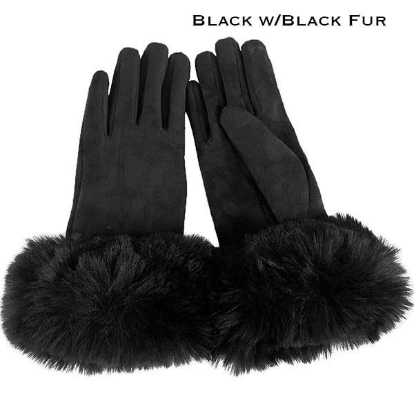 Premium Gloves - Faux Rabbit Fur - #01 Black-Black Fur
