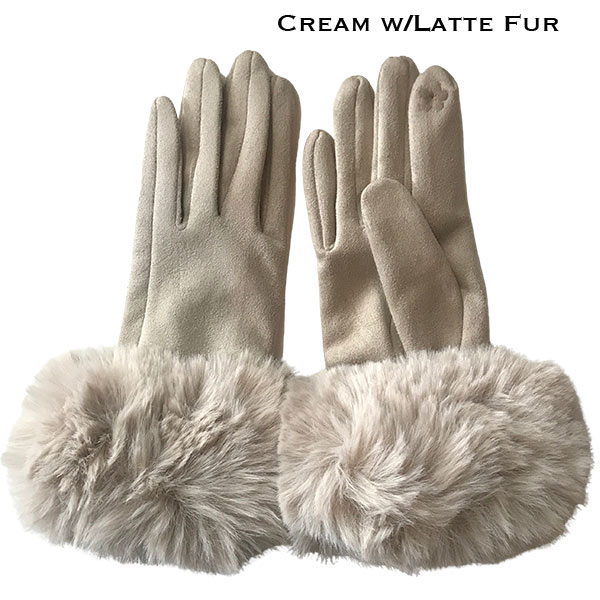 Premium Gloves - Faux Rabbit Fur - #02 Cream-Latte 