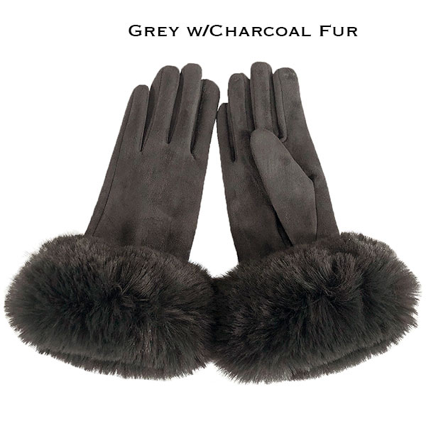 Premium Gloves - Faux Rabbit Fur - #03 Grey-Charcoal Fur
